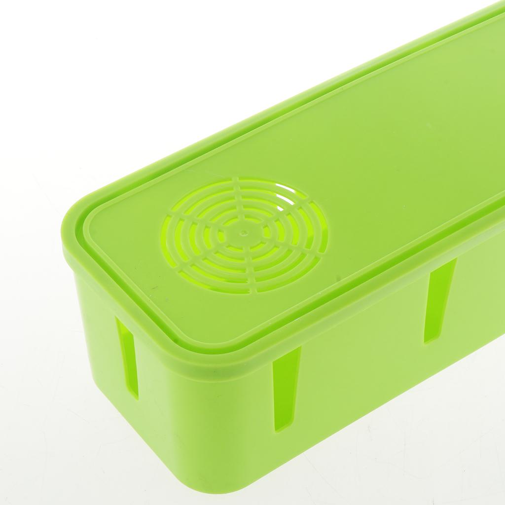 Desktop Cell Phone Cable Storage Box Computer Wire Organizer Case Green