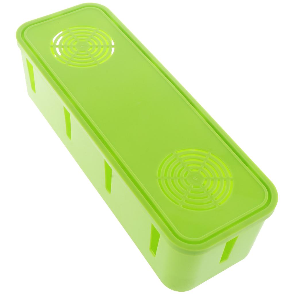 Desktop Cell Phone Cable Storage Box Computer Wire Organizer Case Green