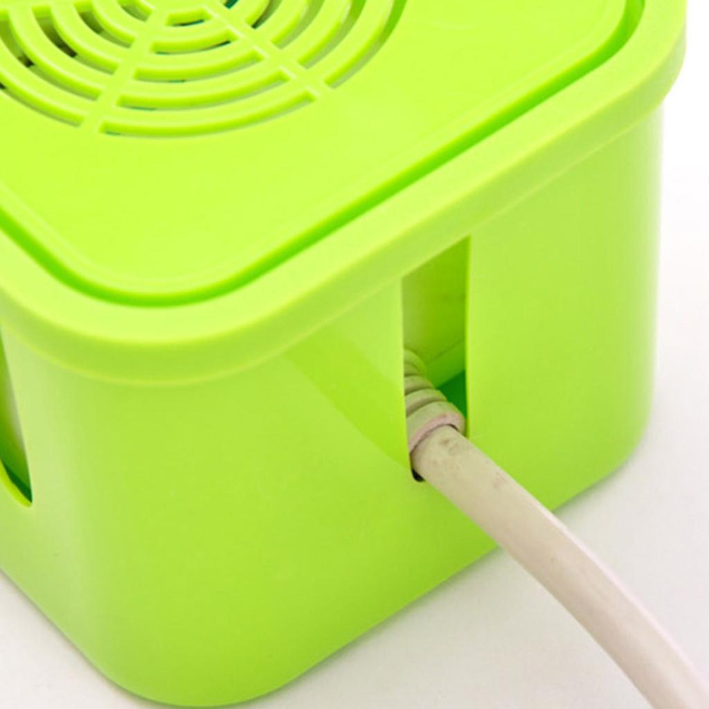 Desktop Cell Phone Cable Storage Box Computer Wire Organizer Case Green