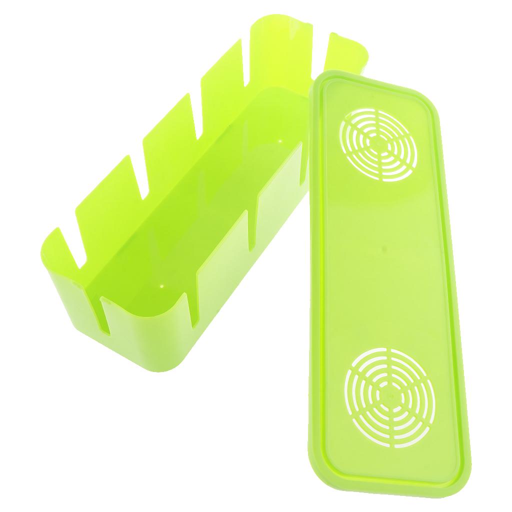 Desktop Cell Phone Cable Storage Box Computer Wire Organizer Case Green