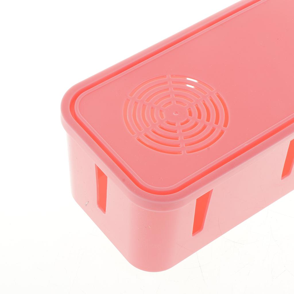 Desktop Cell Phone Cable Storage Box Computer Wire Organizer Case Pink