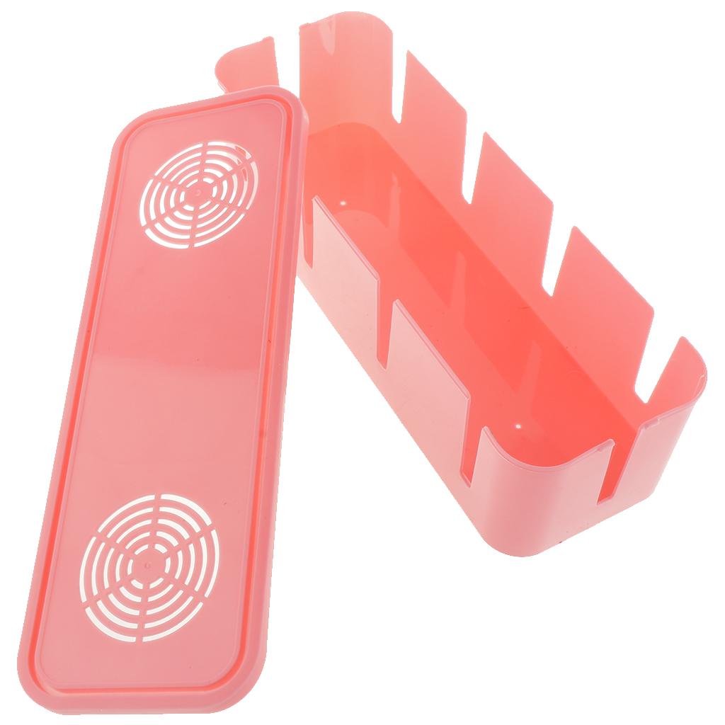 Desktop Cell Phone Cable Storage Box Computer Wire Organizer Case Pink