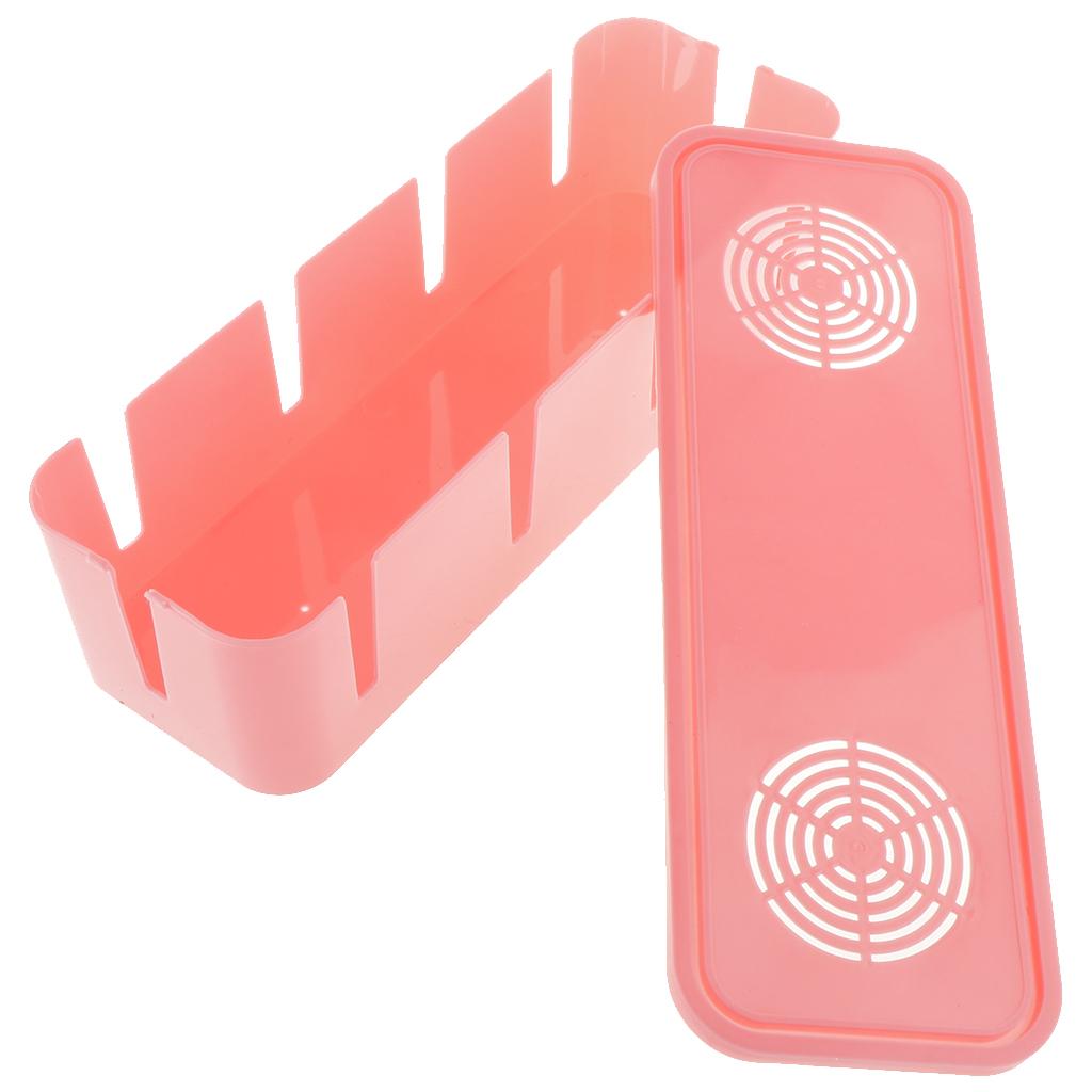 Desktop Cell Phone Cable Storage Box Computer Wire Organizer Case Pink