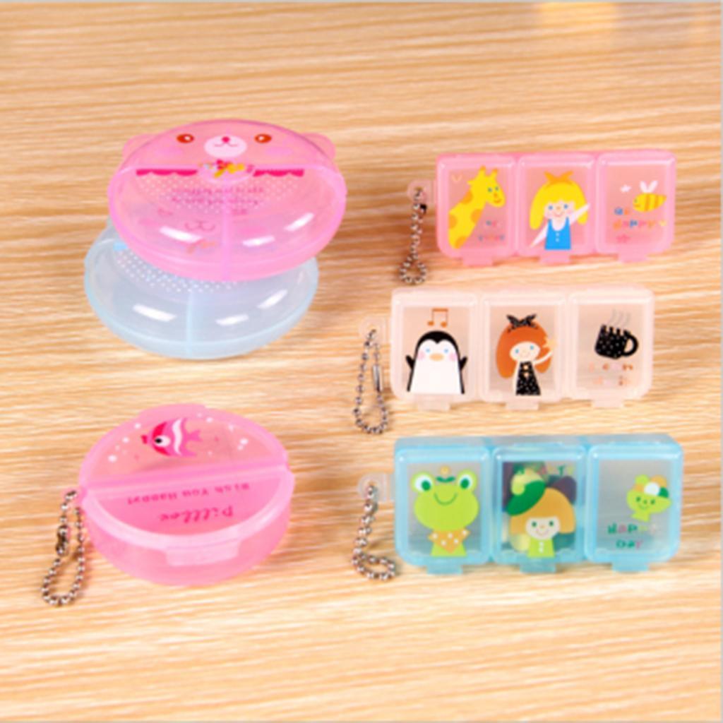 5 Pieces Portable Mini Pill Box Storage Case Jewelry Box 2 Slots with Chain