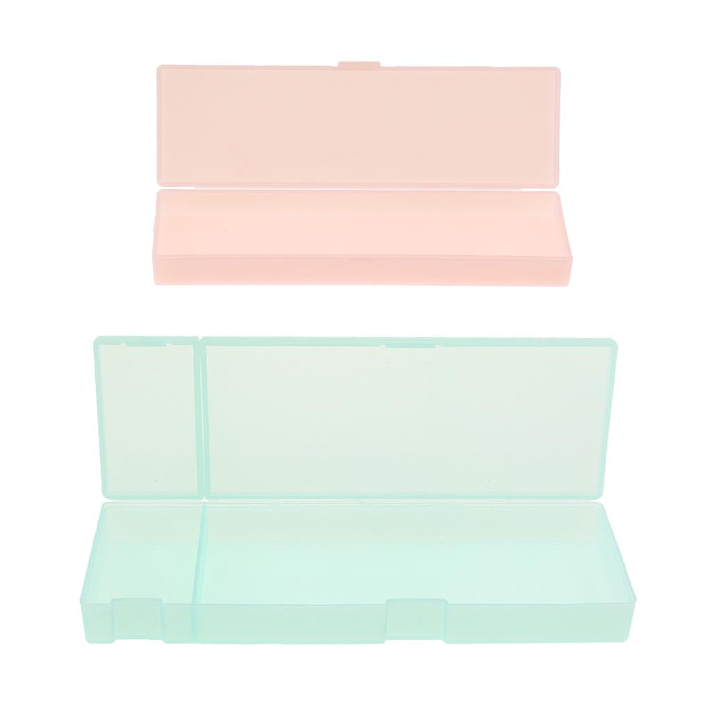 Plastic Pencil Case Pen Storage Box School Office Tabletop Supplies Blue L