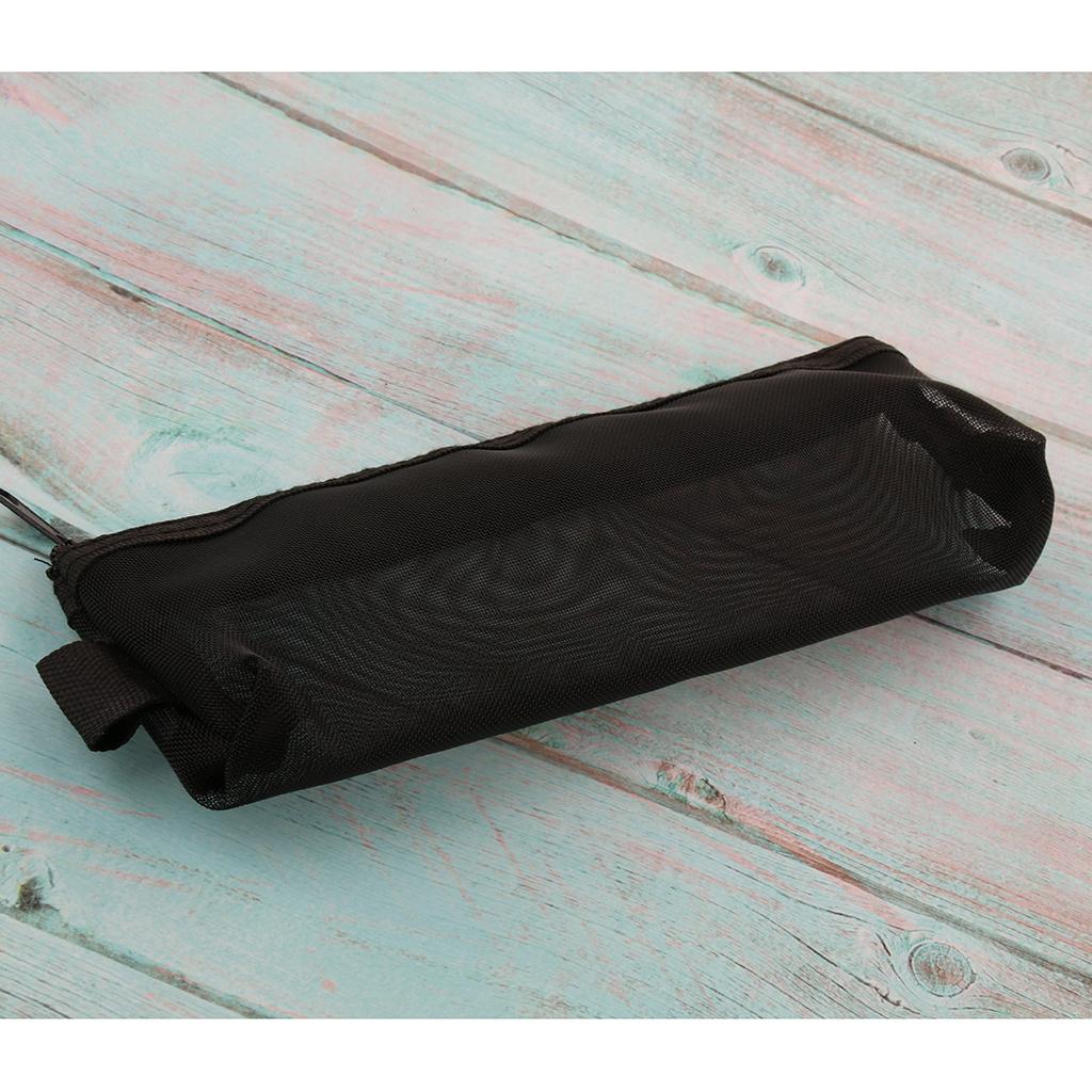 Perspective Mesh Pencil Case Pen Makeup Bag Pouch Zipper Design Black