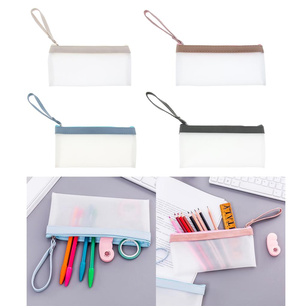 Pen Storage Case Large Capacity Pen Holder Totes Pouch Zipper Bag Blue