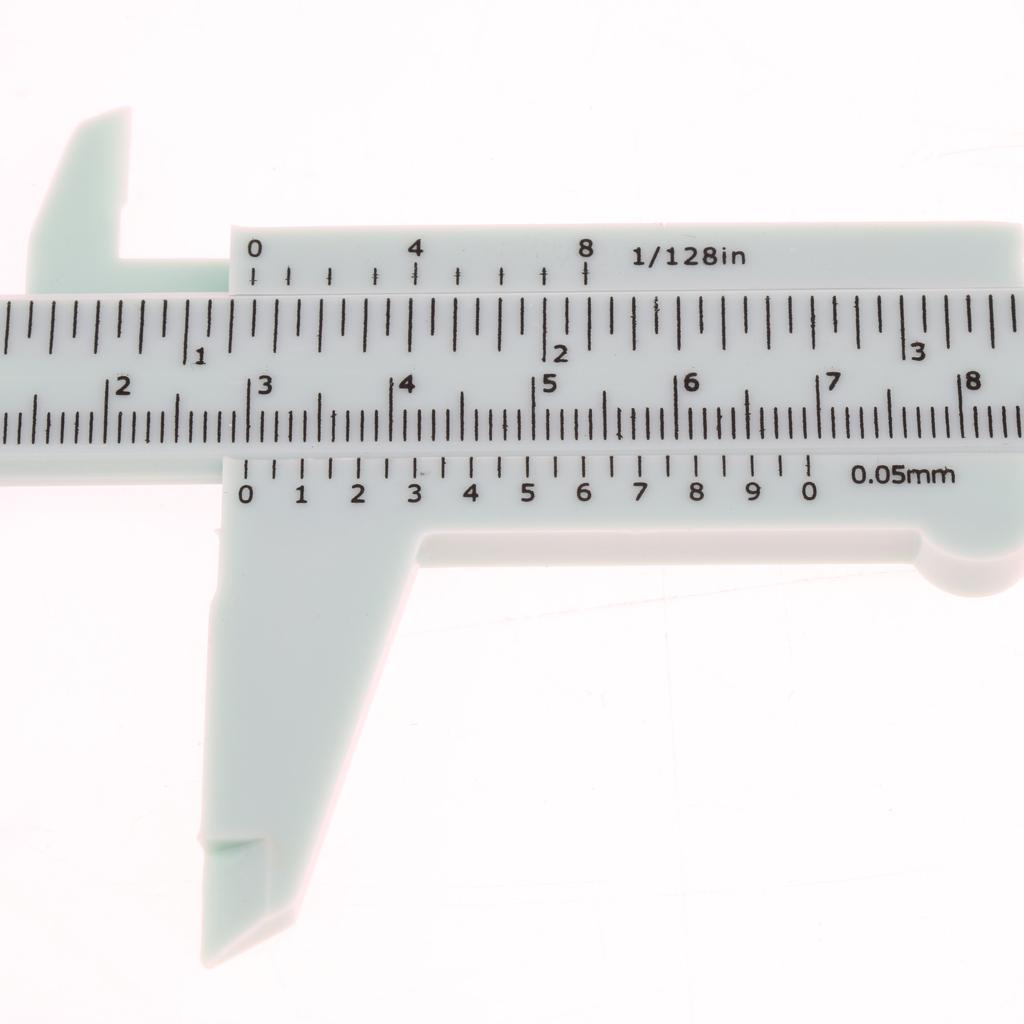 2PCS Set Plastic Vernier Scale Ruler Caliper Metric/ Inch 0-80mm/150mm Green