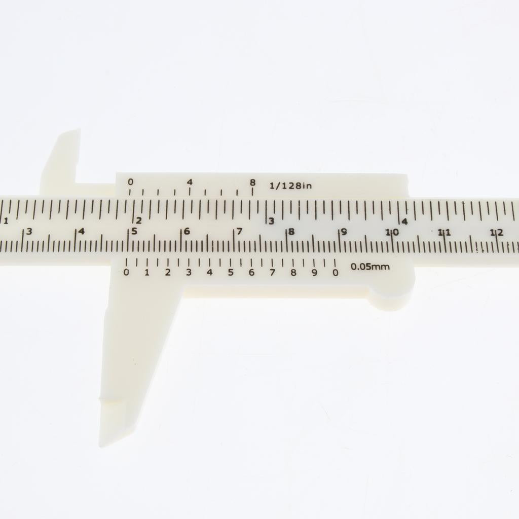 2PCS Set Plastic Vernier Scale Ruler Caliper Metric/ Inch 0-80mm/150mm White