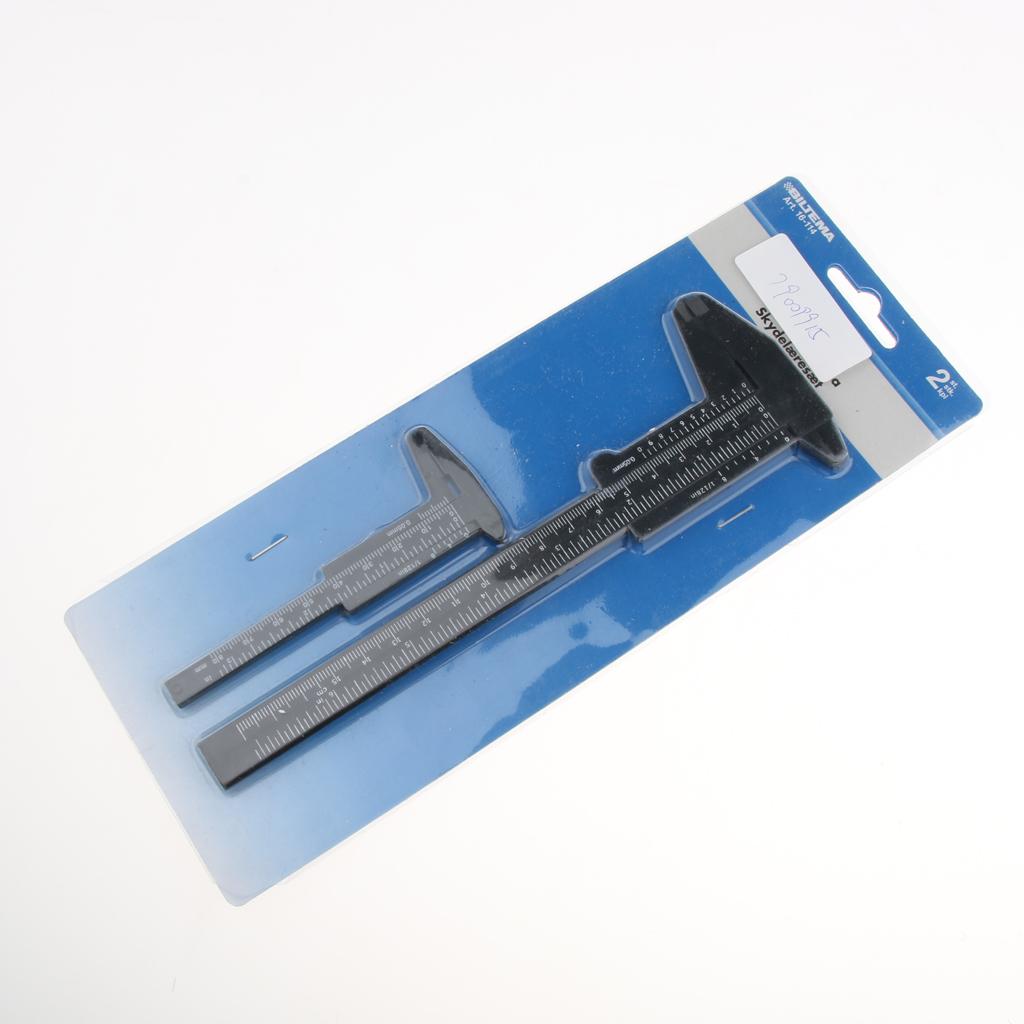 2PCS Set Plastic Vernier Scale Ruler Caliper Metric/ Inch 0-80mm/150mm Black