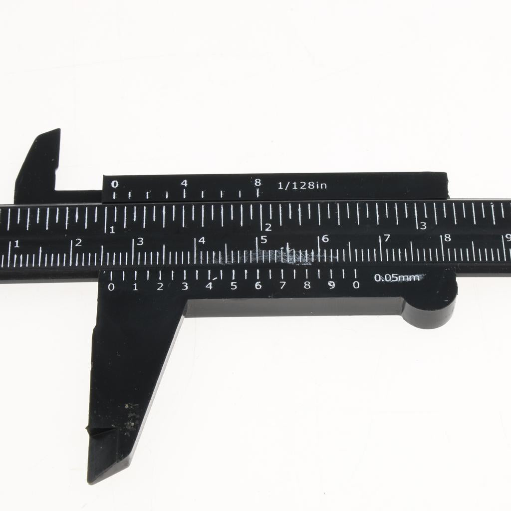 2PCS Set Plastic Vernier Scale Ruler Caliper Metric/ Inch 0-80mm/150mm Black