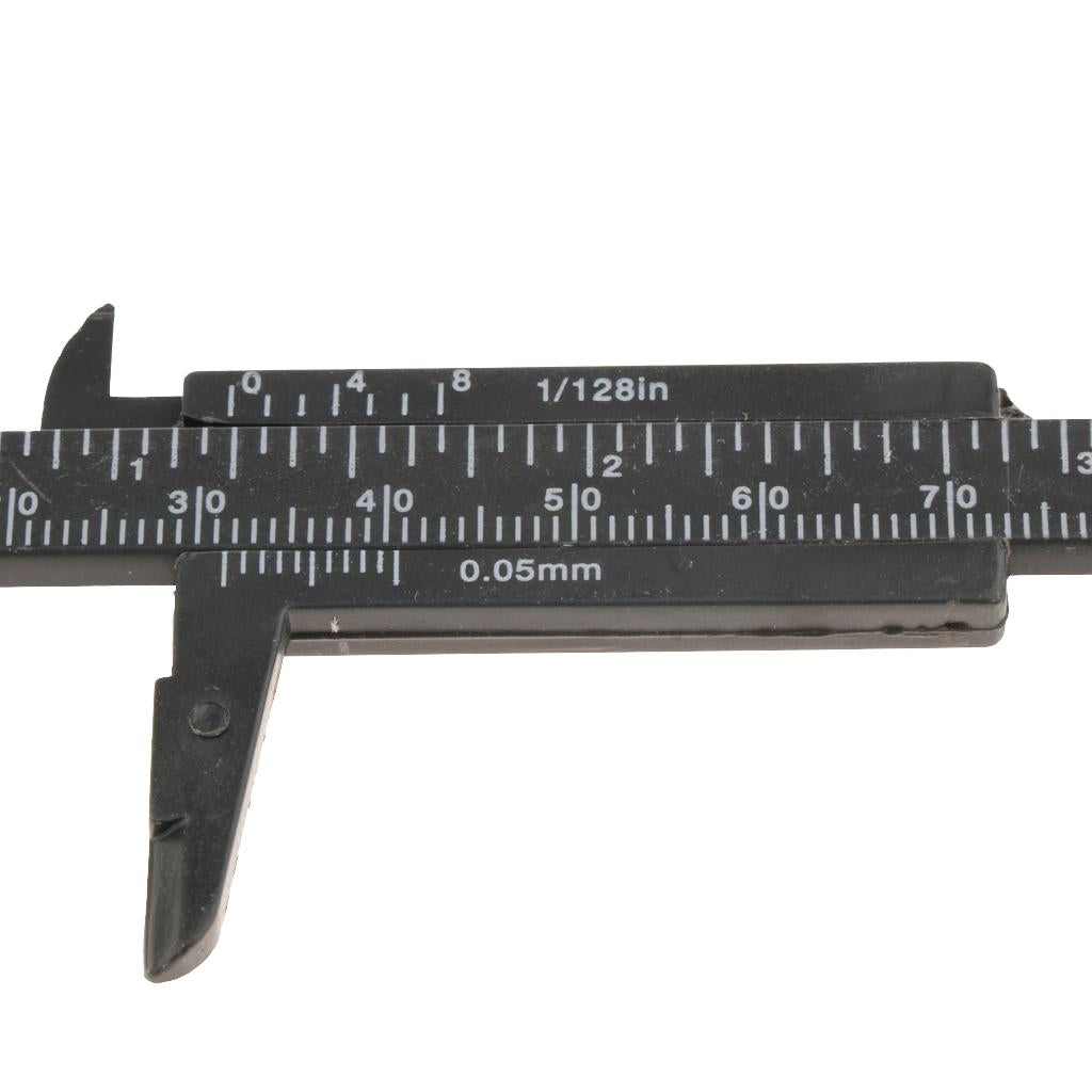 2PCS Set Plastic Vernier Scale Ruler Caliper Metric/ Inch 0-80mm/150mm Black