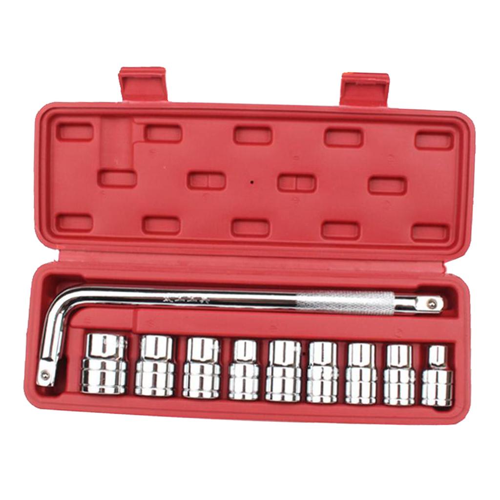 10pcs Automobile Motorcycle Repairing Tool Socket Wrench Set with Case