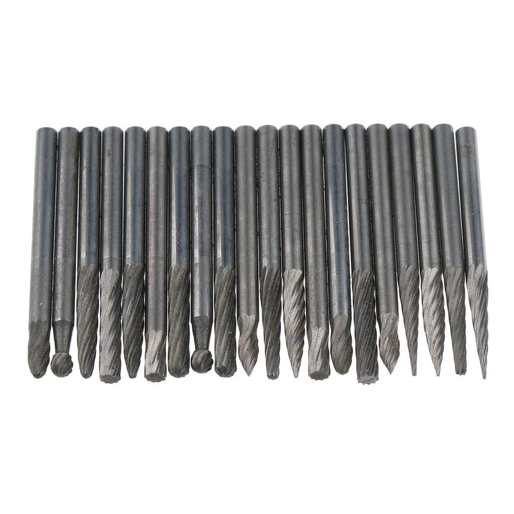 20pcs HSS Routing Router Grinding Bits Burr Set Wood Cutter Dirll Bit