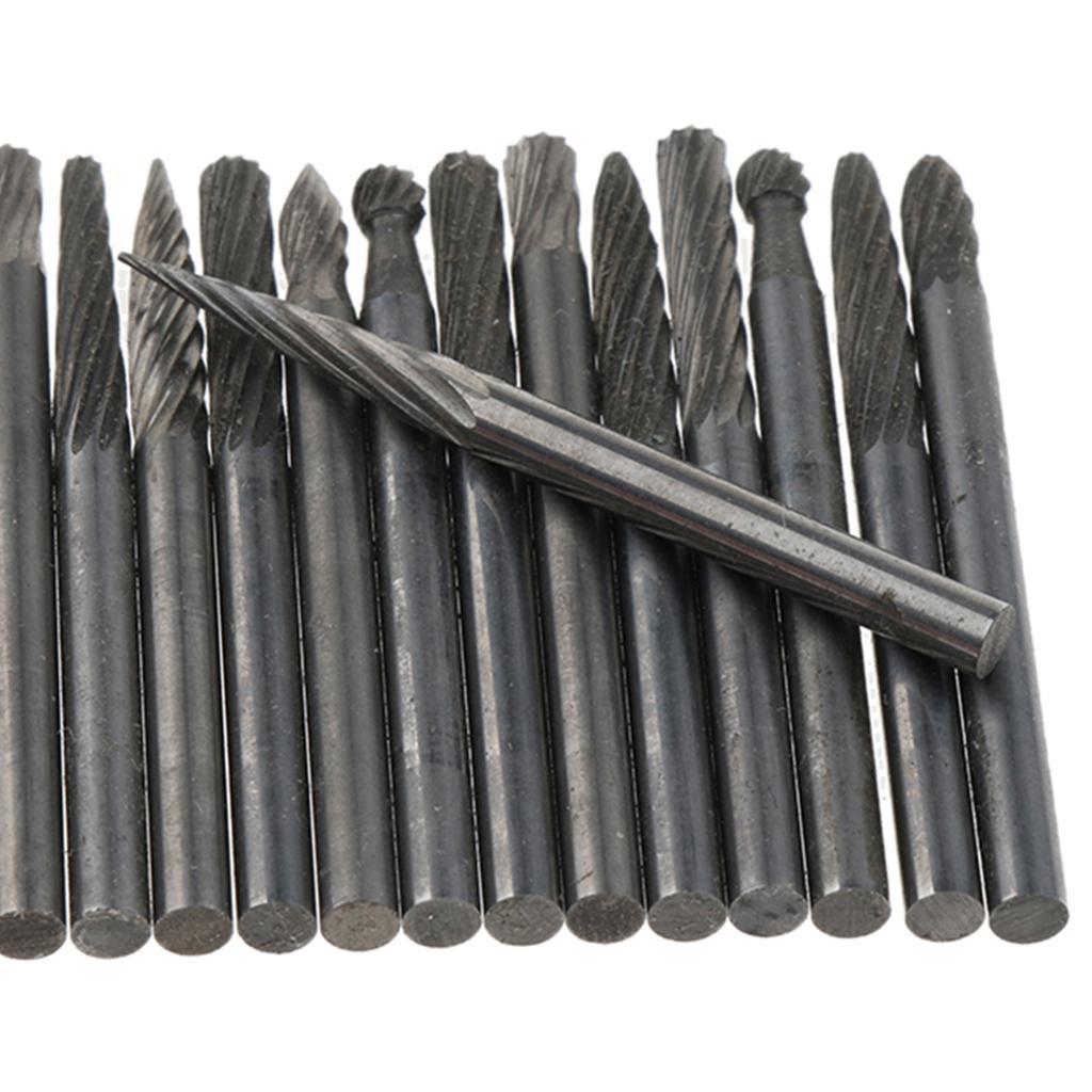 20pcs HSS Routing Router Grinding Bits Burr Set Wood Cutter Dirll Bit