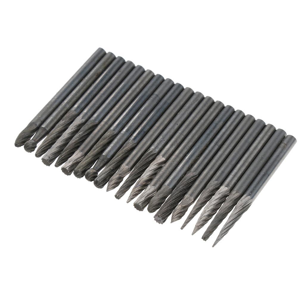 20pcs HSS Routing Router Grinding Bits Burr Set Wood Cutter Dirll Bit