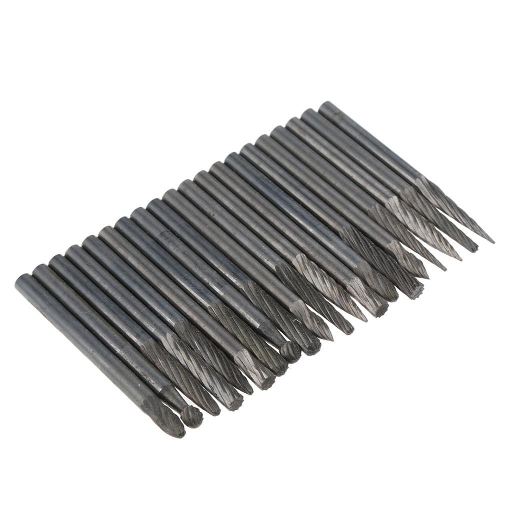 20pcs HSS Routing Router Grinding Bits Burr Set Wood Cutter Dirll Bit