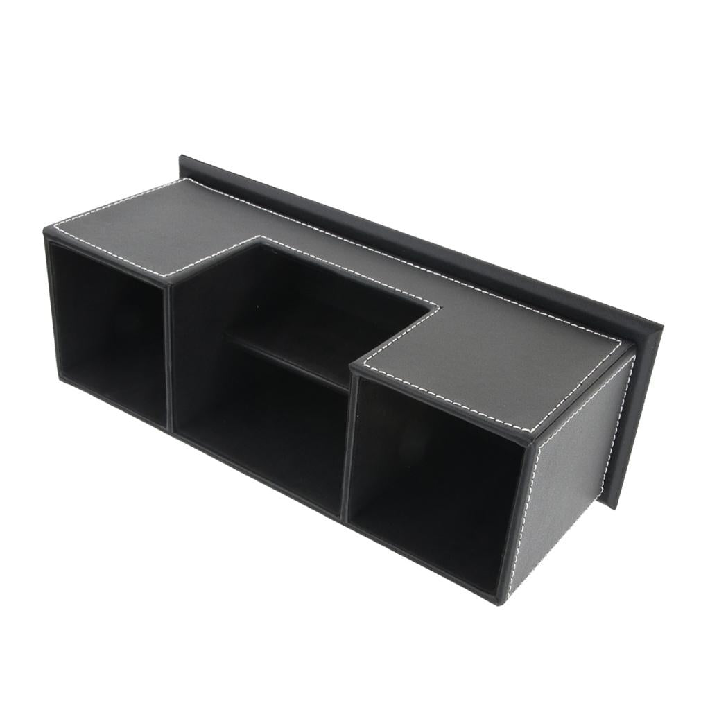 Artificial Leather Office Desktop Pen Pencil Holder Storage Organizer Black