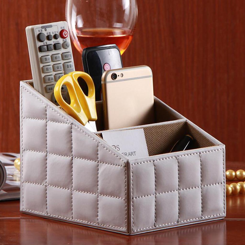 Artificial Leather Office Desktop Storage Holder Box Organizer Black