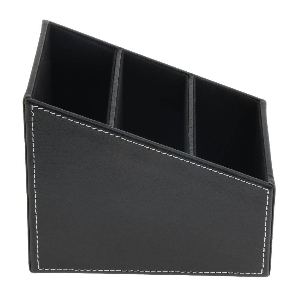 Artificial Leather Office Desktop Storage Holder Box Organizer Black