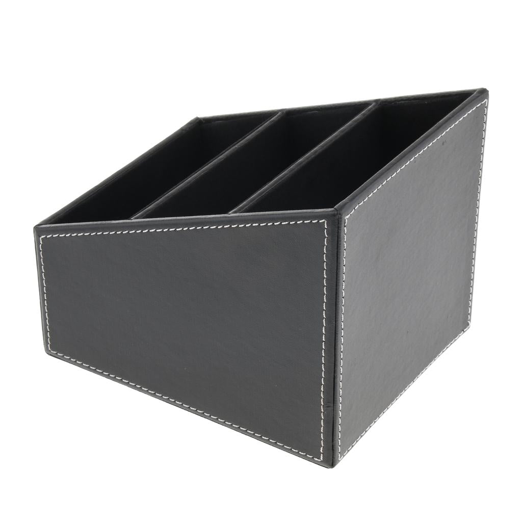 Artificial Leather Office Desktop Storage Holder Box Organizer Black