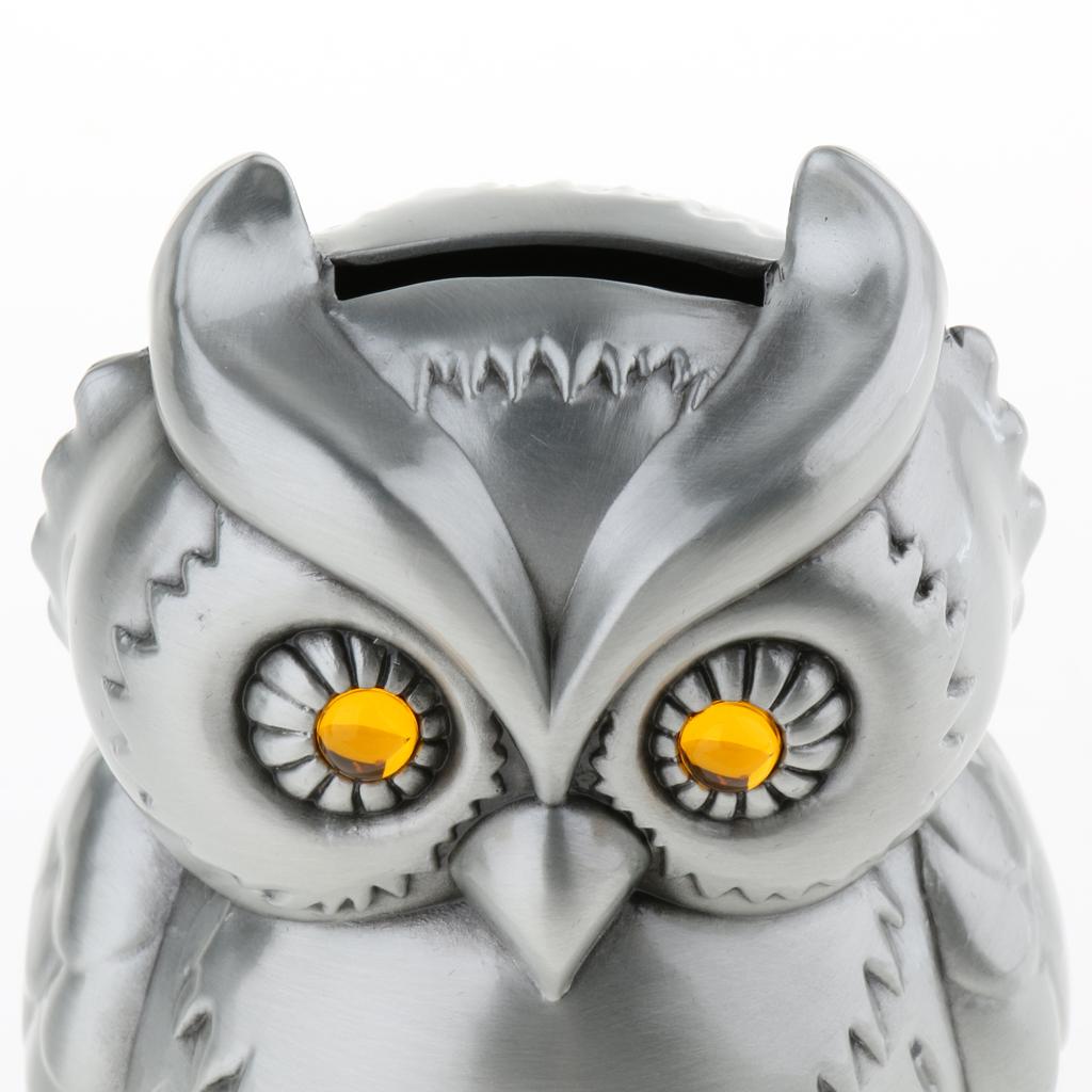 Kids Zinc Alloy Toy Bank Money Box Coin Piggy Bank Desktop Decor Gift, Owl