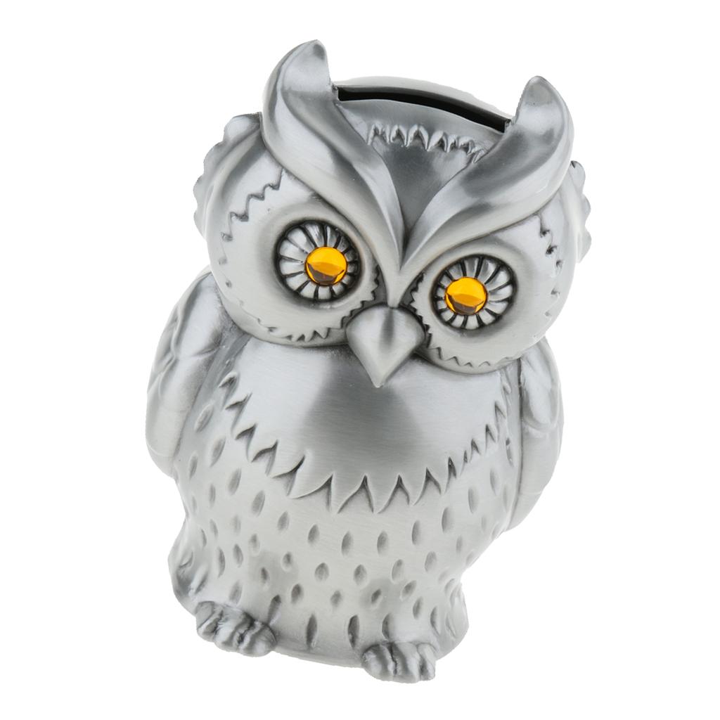 Kids Zinc Alloy Toy Bank Money Box Coin Piggy Bank Desktop Decor Gift, Owl