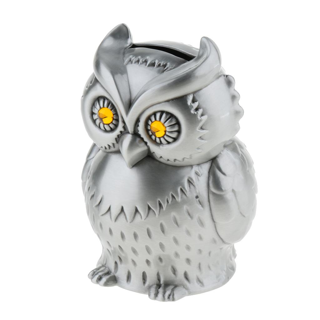 Kids Zinc Alloy Toy Bank Money Box Coin Piggy Bank Desktop Decor Gift, Owl