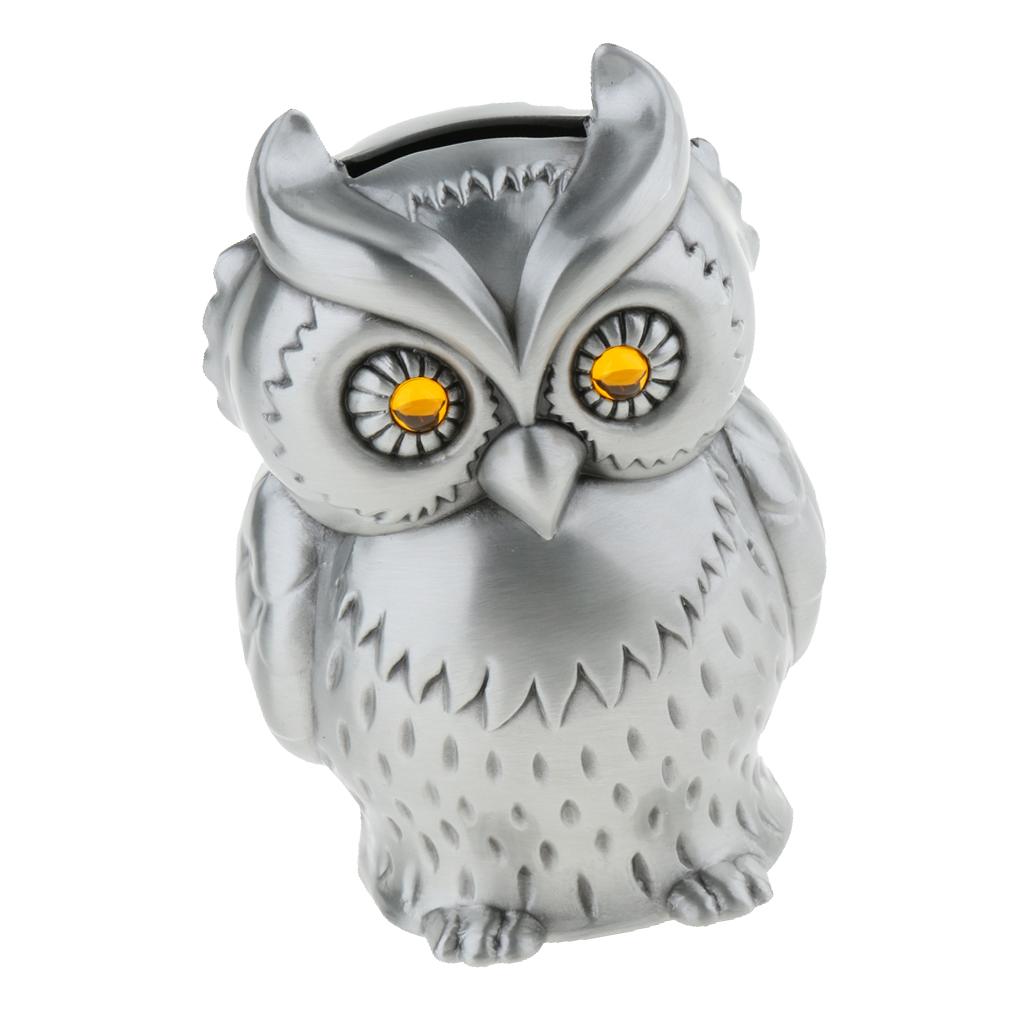 Kids Zinc Alloy Toy Bank Money Box Coin Piggy Bank Desktop Decor Gift, Owl