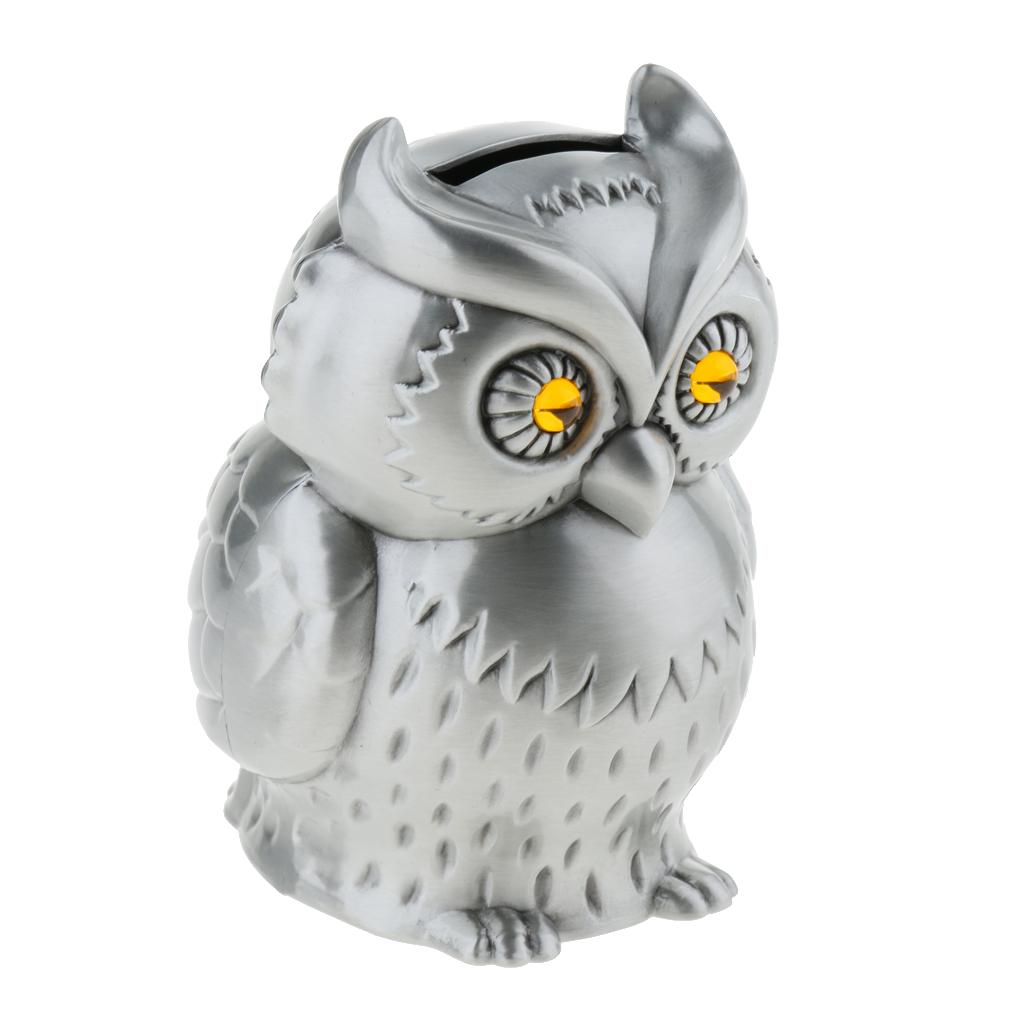 Kids Zinc Alloy Toy Bank Money Box Coin Piggy Bank Desktop Decor Gift, Owl