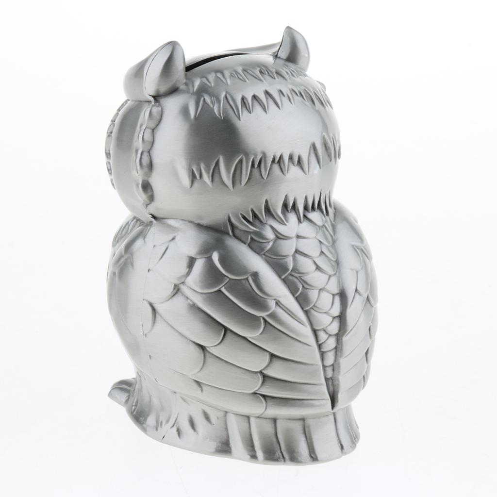 Kids Zinc Alloy Toy Bank Money Box Coin Piggy Bank Desktop Decor Gift, Owl