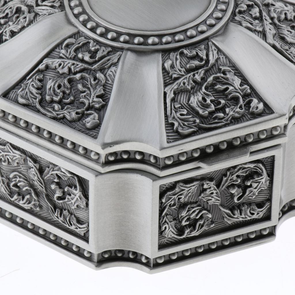 Round Vintage Metal Trinket Jewelry Boxes Jewel Gift Storage Organizer