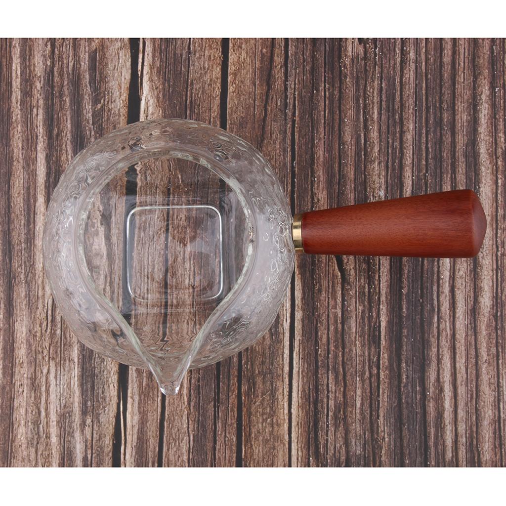 Borosilicate Glass Small Teapot with Wooden Handle Heat Resistant Tea Pot