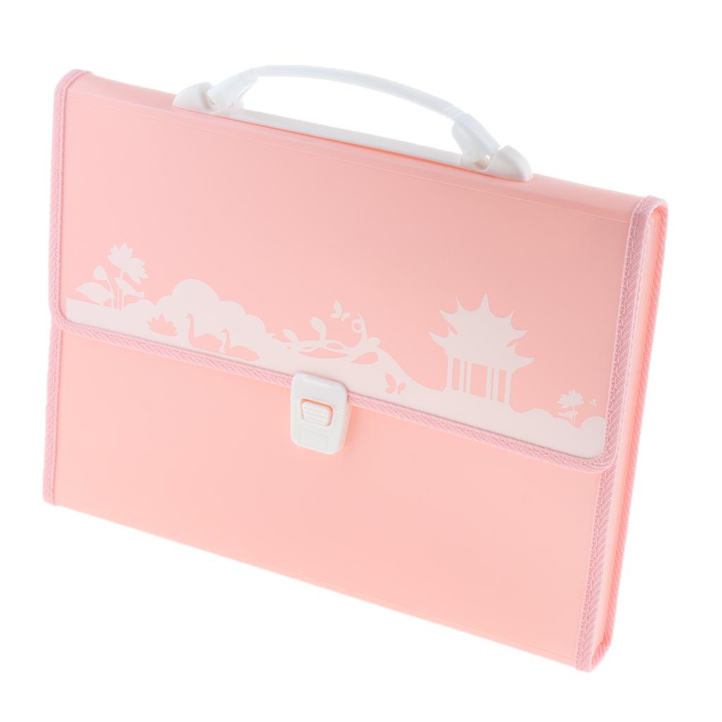 Plastic Expanding A4 File Folder Document Organiser 13 Pockets Office Case Pink