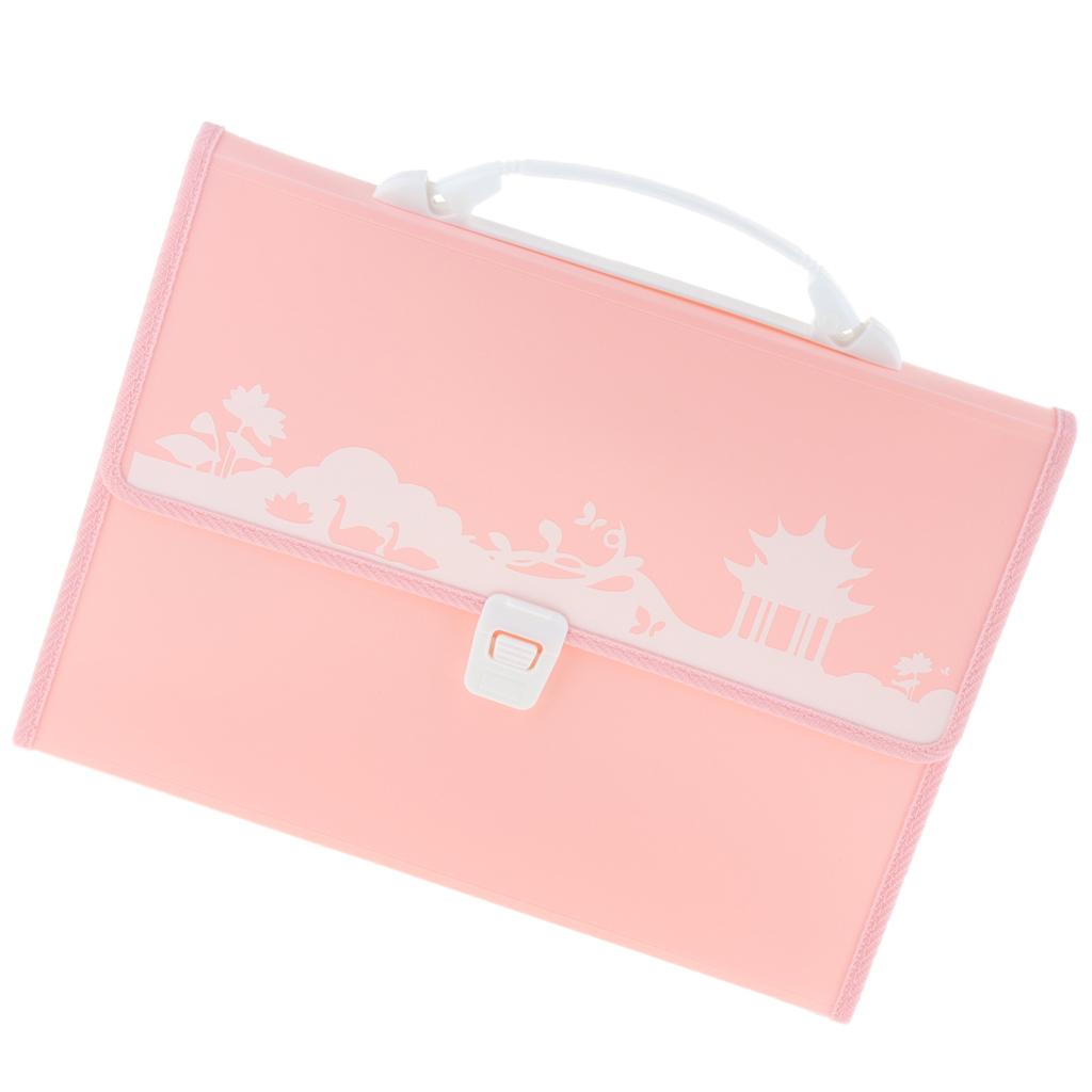 Plastic Expanding A4 File Folder Document Organiser 13 Pockets Office Case Pink