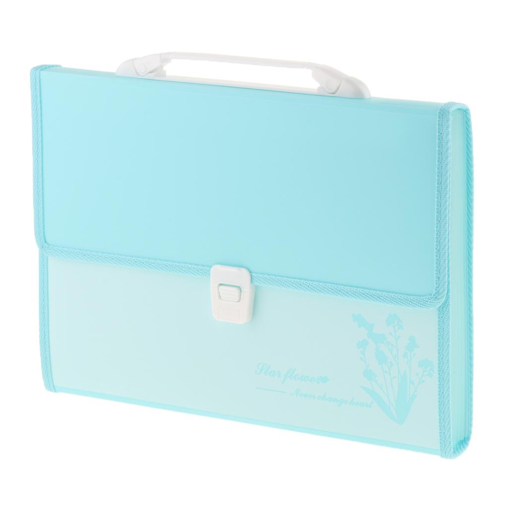 Plastic Expanding A4 File Folder Document Organiser 13 Pockets Office Case Blue