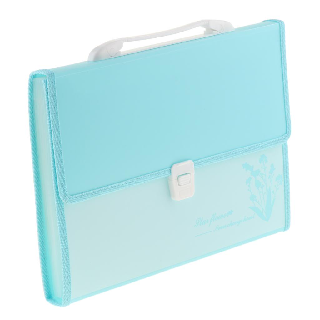 Plastic Expanding A4 File Folder Document Organiser 13 Pockets Office Case Blue