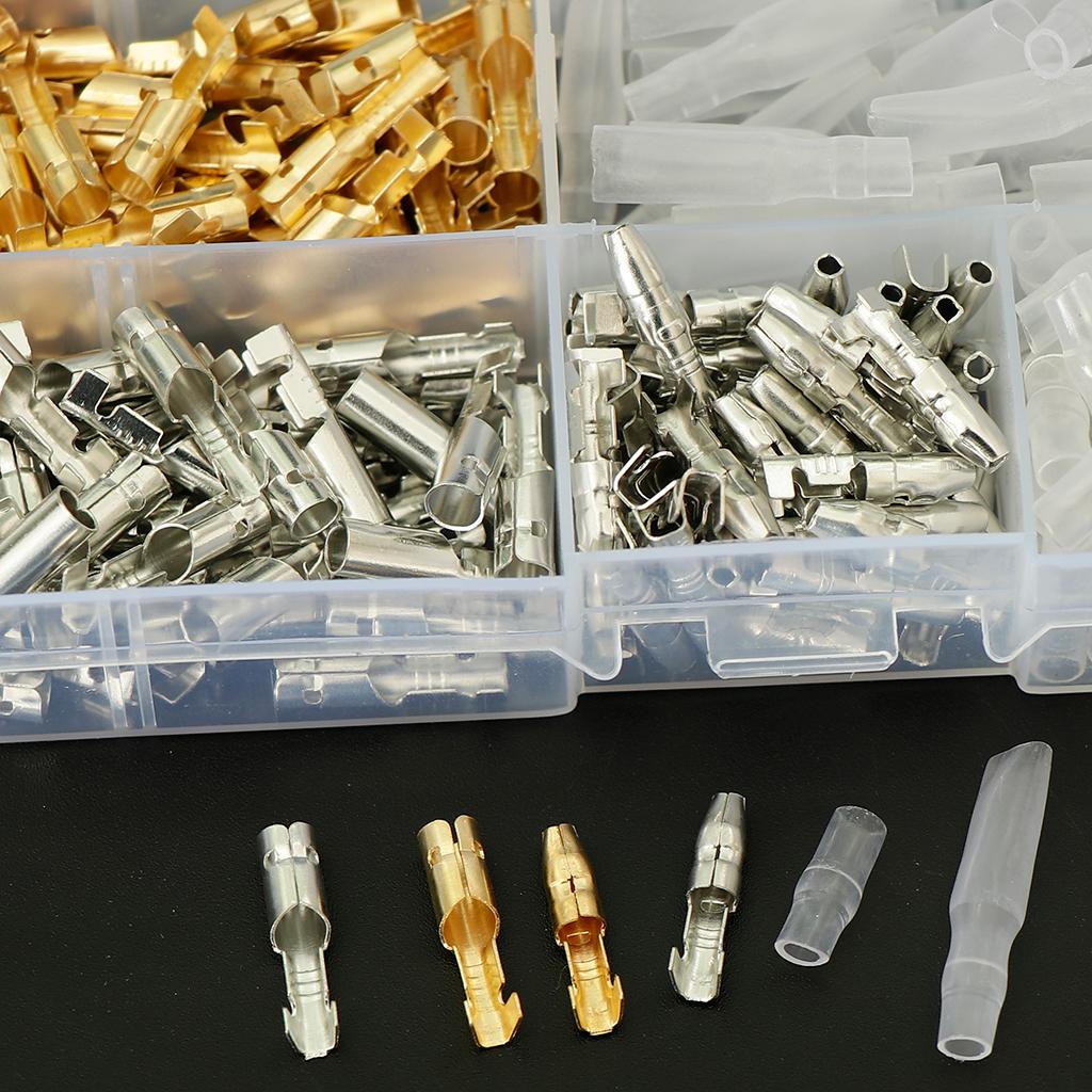 100 Sets 3.9mm Male & Female Wire Terminals Connectors With Covers