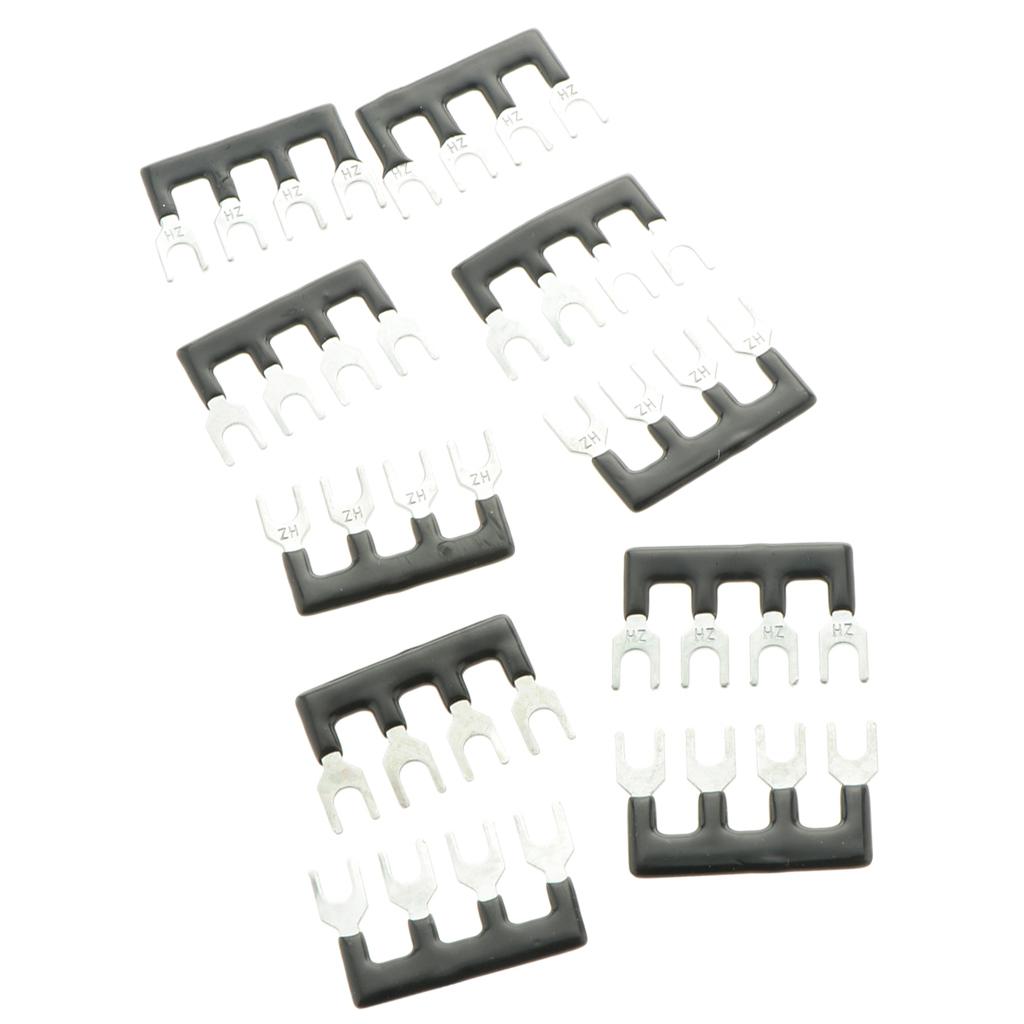 4Positions Fork pre-Insulated Terminal Block Barrier Jumper Strip Black