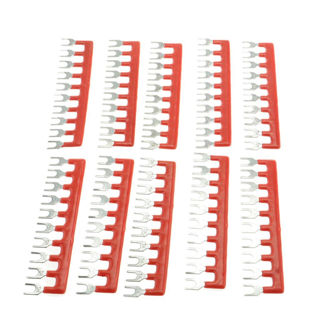 10Positions Fork pre-Insulated Terminal Block Barrier Jumper Strip  Red