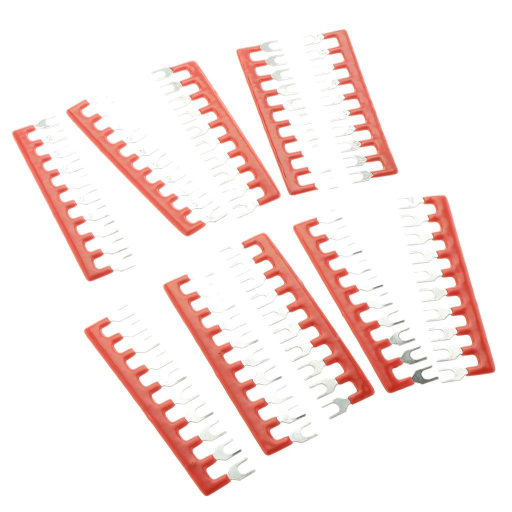 10Positions Fork pre-Insulated Terminal Block Barrier Jumper Strip  Red