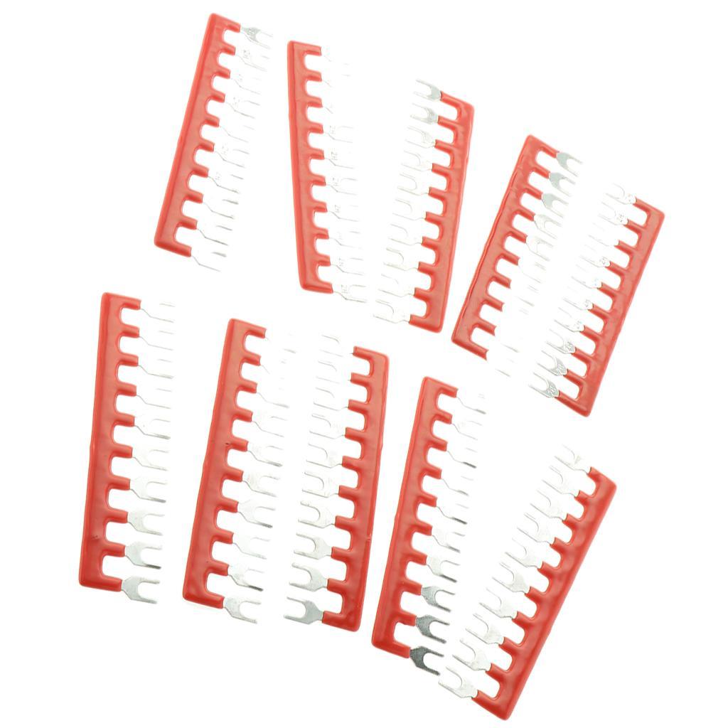 10Positions Fork pre-Insulated Terminal Block Barrier Jumper Strip  Red