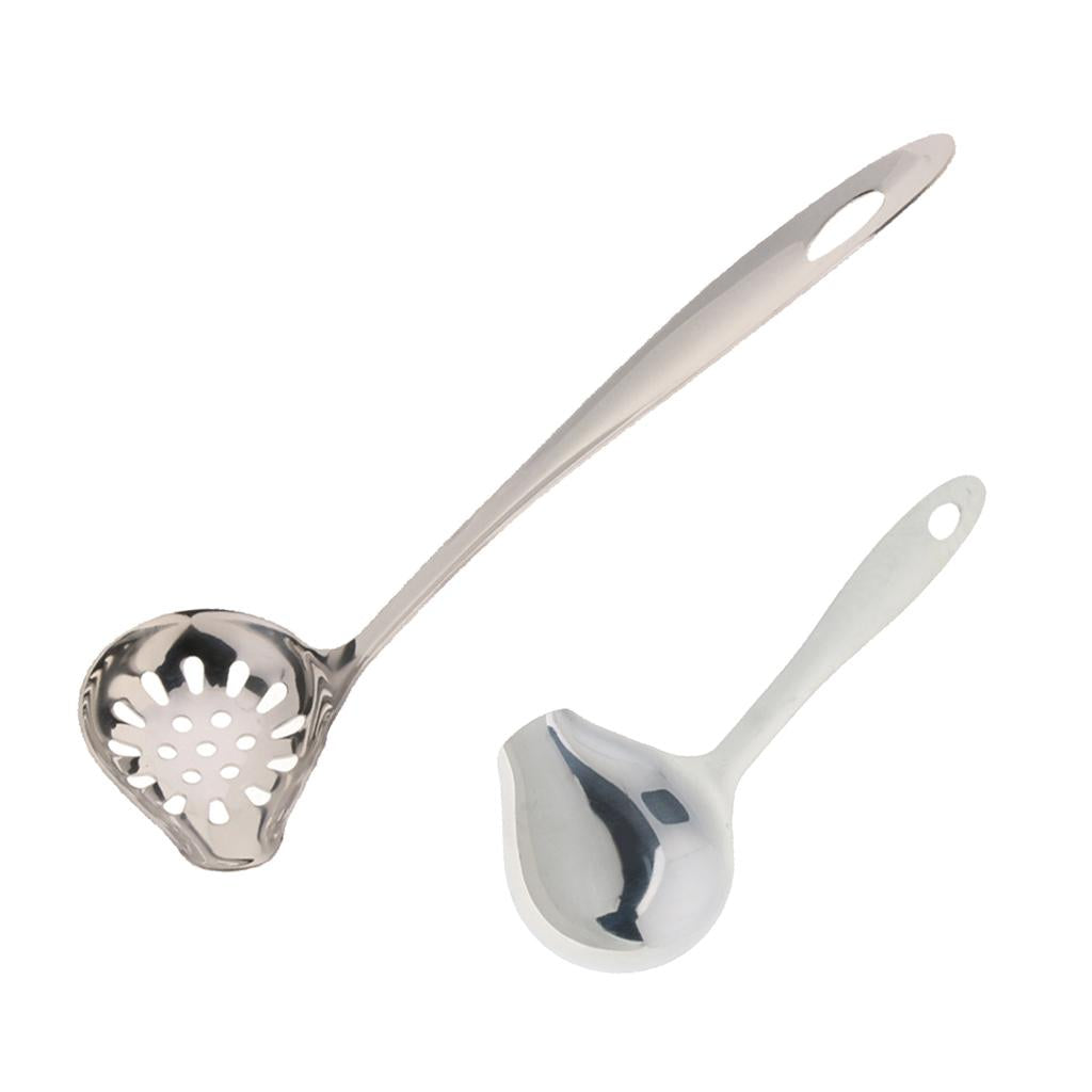 Stainless Steel Soup Spoon with Duck Mouth Kitchen Filter Tool Soup Ladle