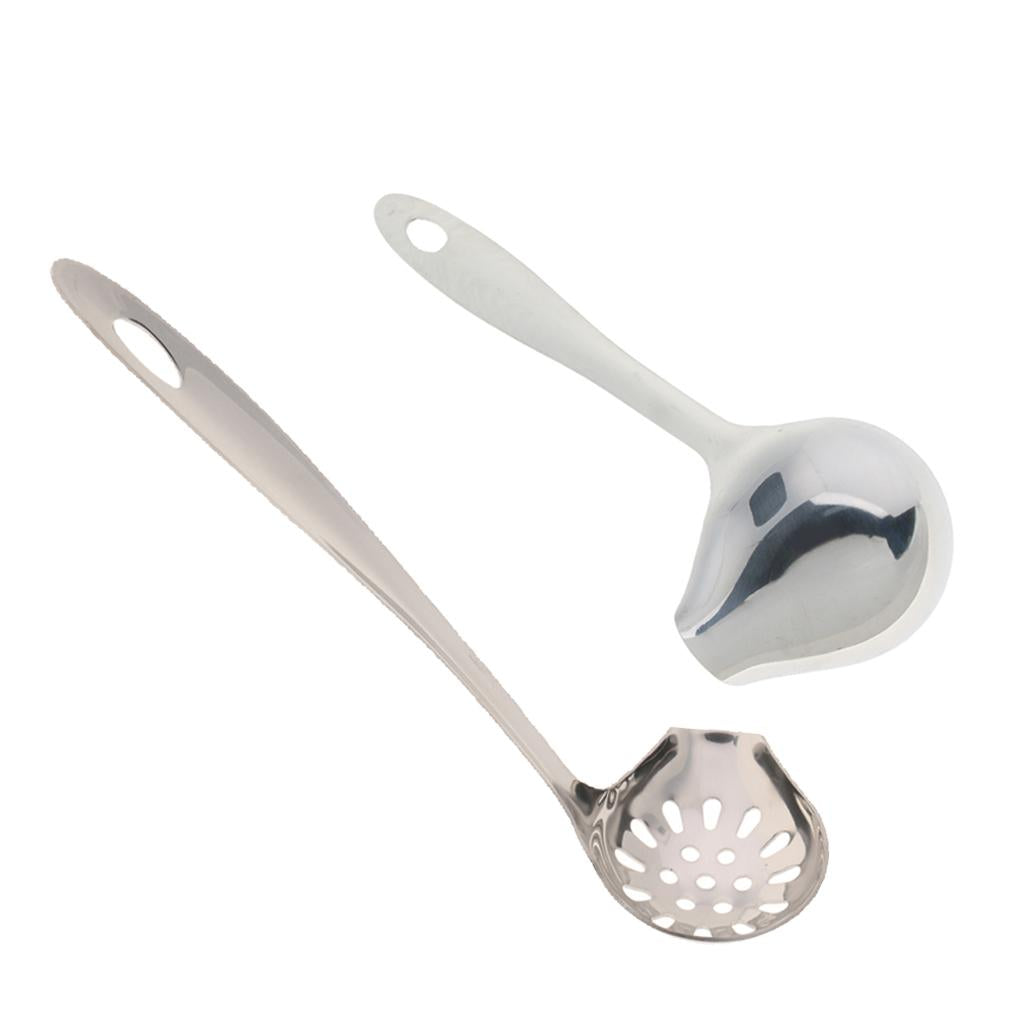 Stainless Steel Soup Spoon with Duck Mouth Kitchen Filter Tool Soup Ladle