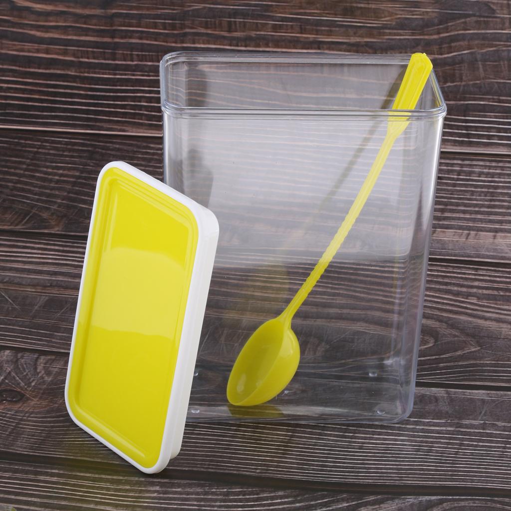 Large Square/Rectangle Sealed Airtight Food Storage Container Clear Yellow