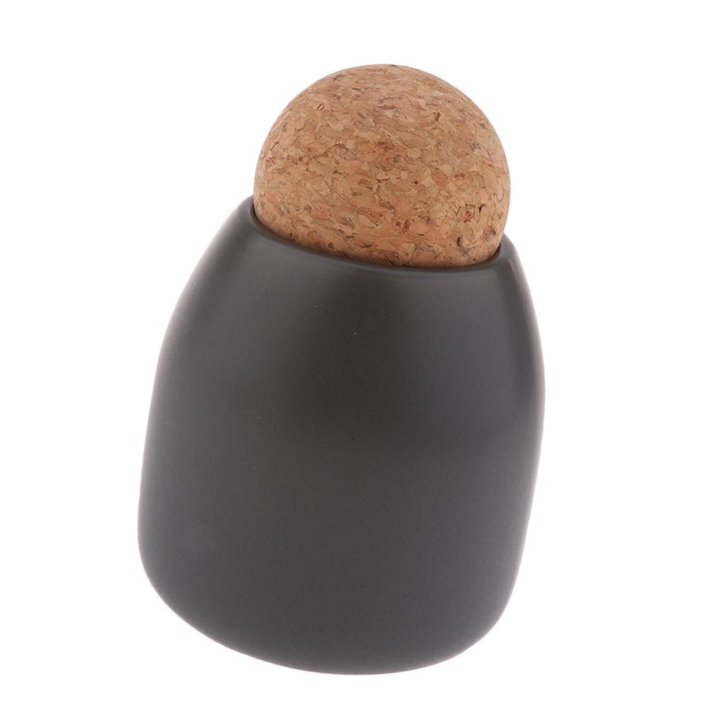 Food Storage Jar Ceramic Kitchen Canister Cork Top Black-S(Ball Top)