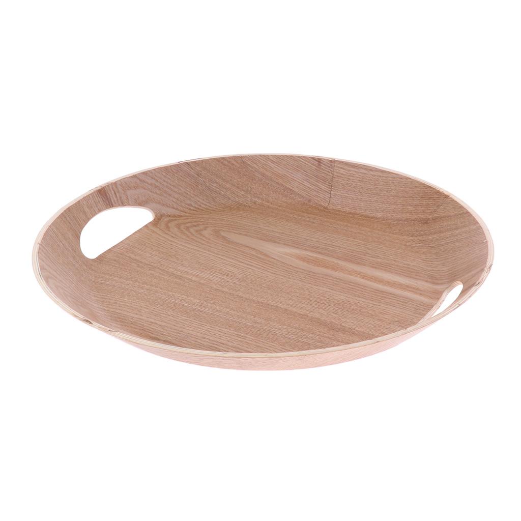 Round Wood Plate Serving Food Fruit Snack Best Tray Dish Salad Bowl Oval Wooden Plate Storage