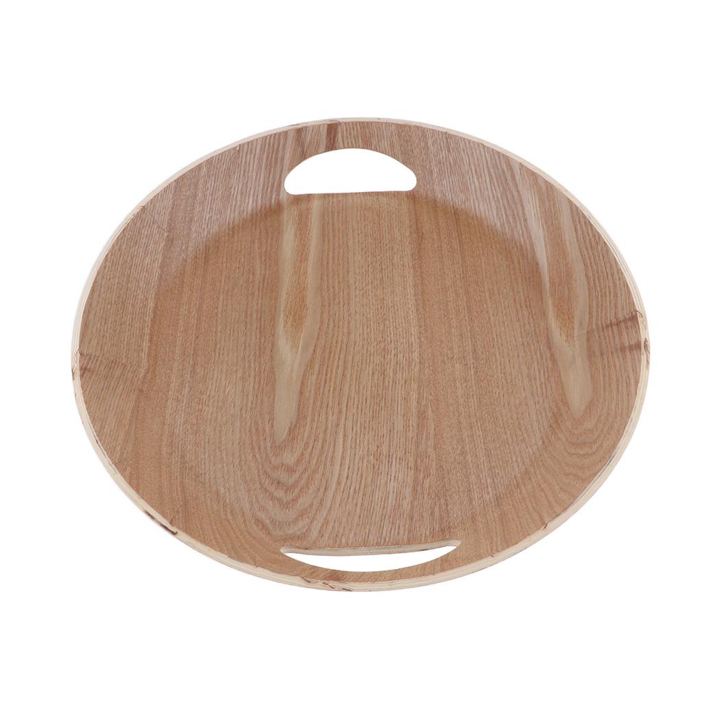 Round Wood Plate Serving Food Fruit Snack Best Tray Dish Salad Bowl Oval Wooden Plate Storage