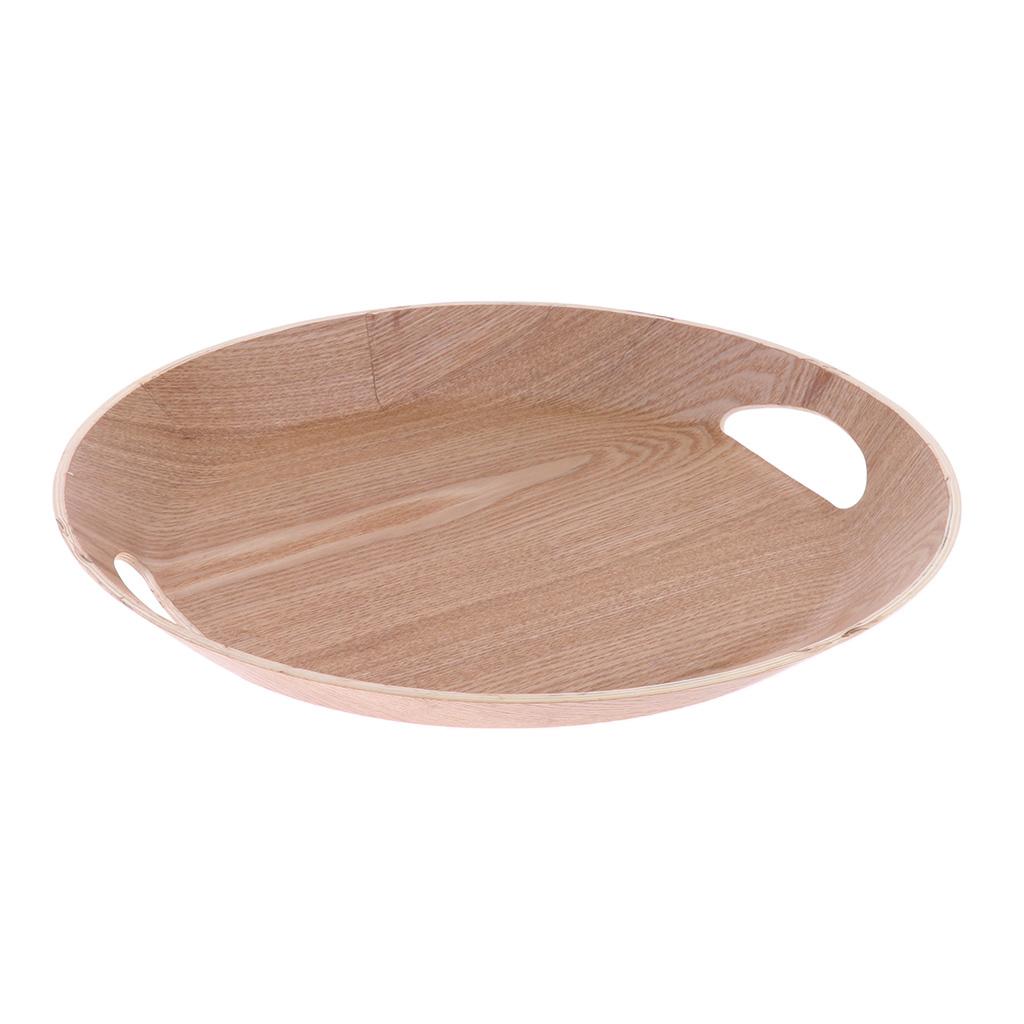 Round Wood Plate Serving Food Fruit Snack Best Tray Dish Salad Bowl Oval Wooden Plate Storage