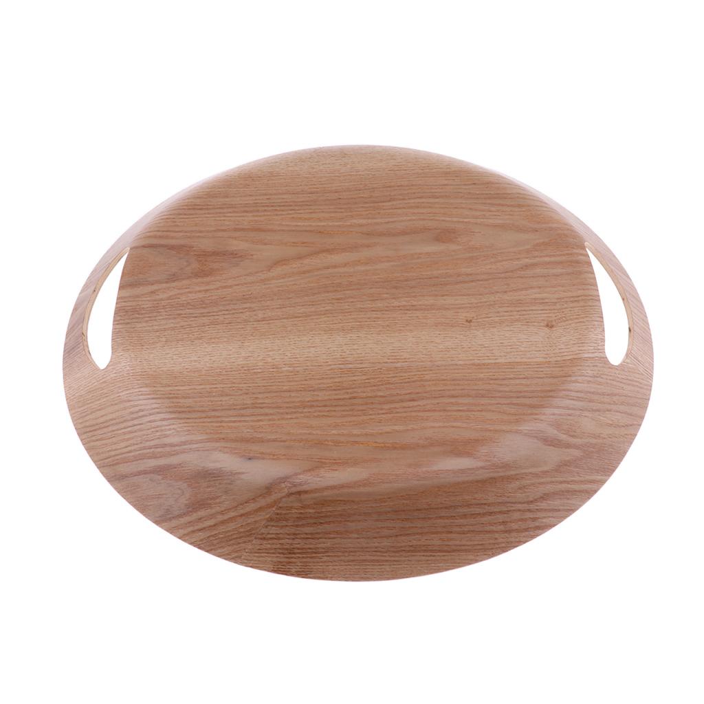 Round Wood Plate Serving Food Fruit Snack Best Tray Dish Salad Bowl Oval Wooden Plate Storage